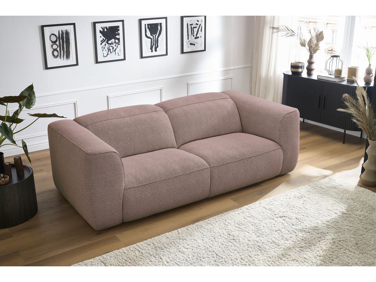 Bobochic William Sofa 3-Sitzer Melange-Stoff Rosa