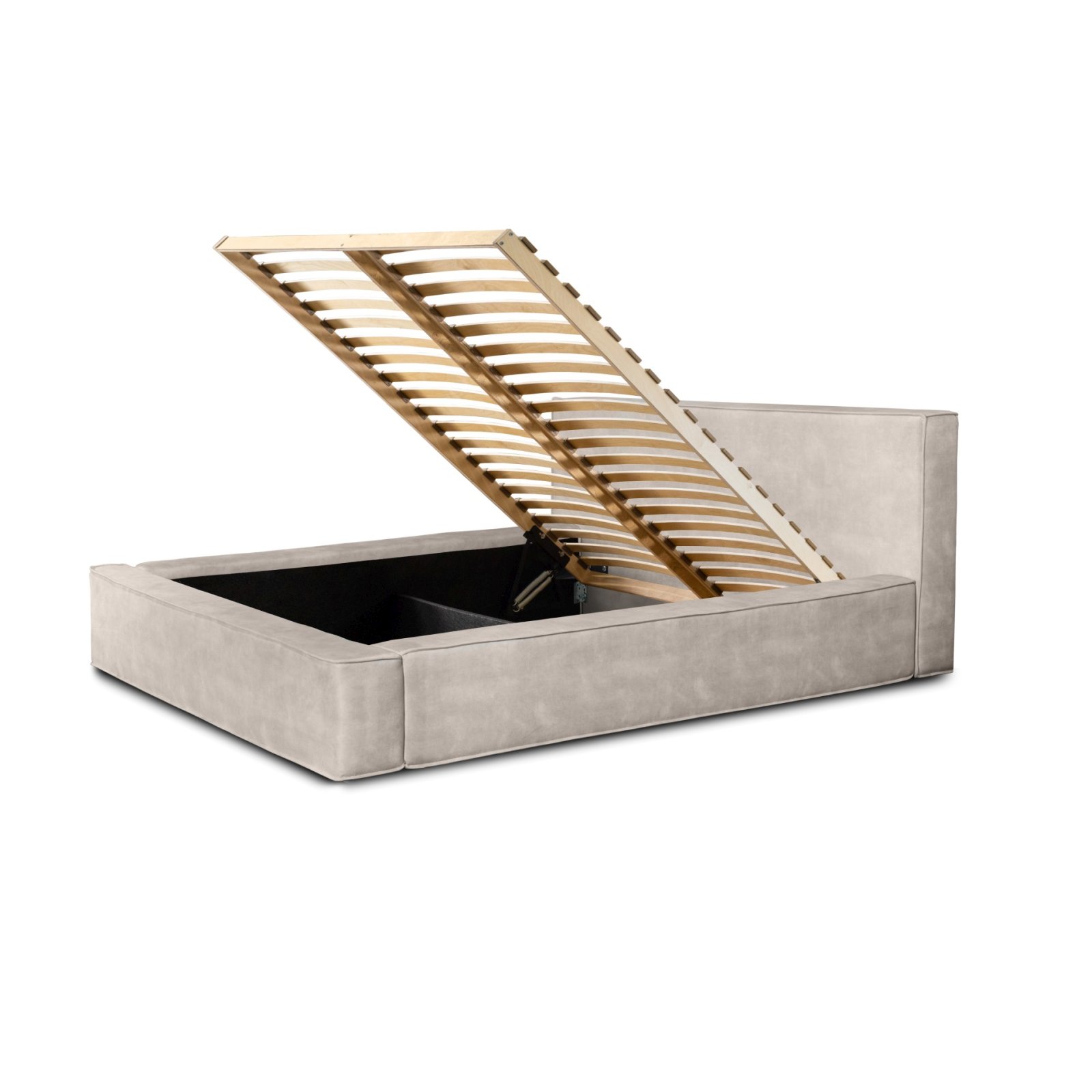 Polsterbett Delano Samtstoff 140x200 mit Holzrahmen Macau Sand