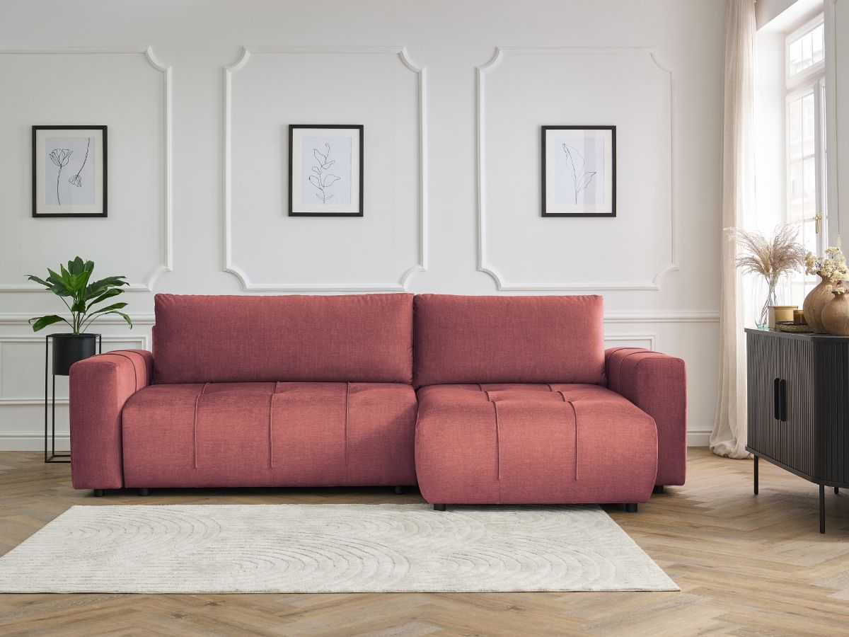 Bobochic Arsene Ecksofa mit Schlaffunktion und Bettkasten 288 × 148 cm Samt Orange