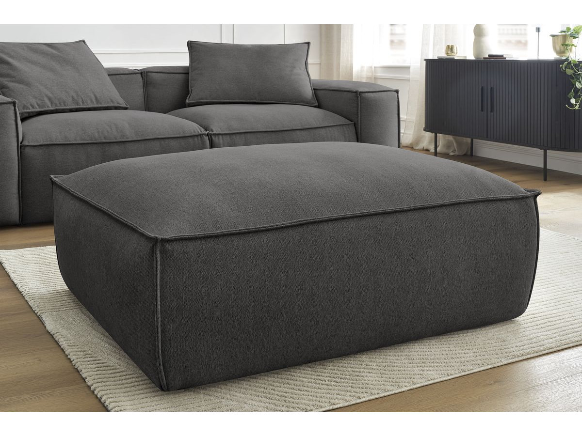 Bobochic Boheme Sofa 4-Sitzer mit Pouf Melange-Stoff Dunkelgrau