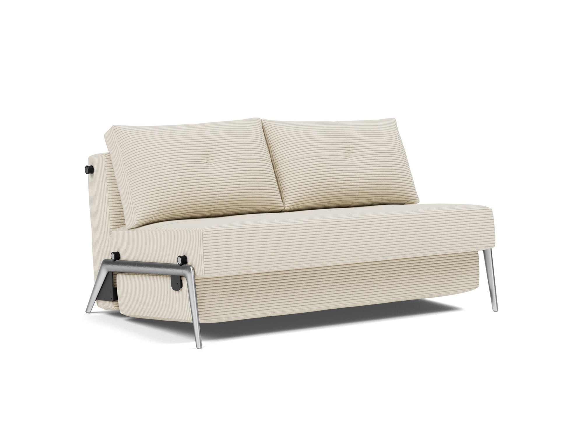 Schlafsofa Cubed 140 Kord Corduroy 594-Ivory Beine Aluminium