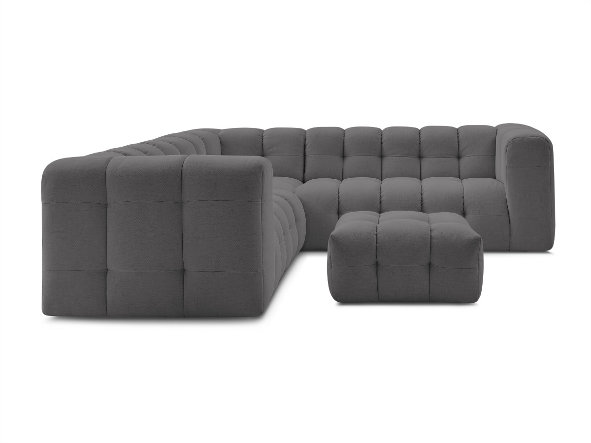 Bobochic Cloud Ecksofa mit Pouf 268 × 110 cm Stoff Dunkelgrau