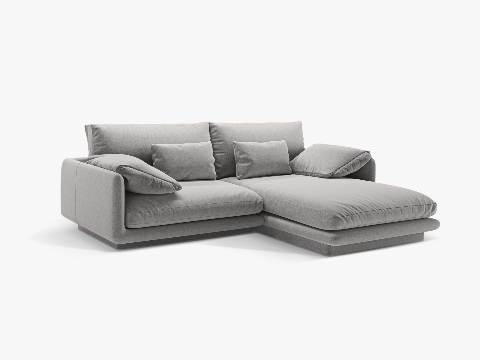 Micadoni Ecksofa Torino 3-Sitzer Rechts Strukturierter Stoff Hellgrau