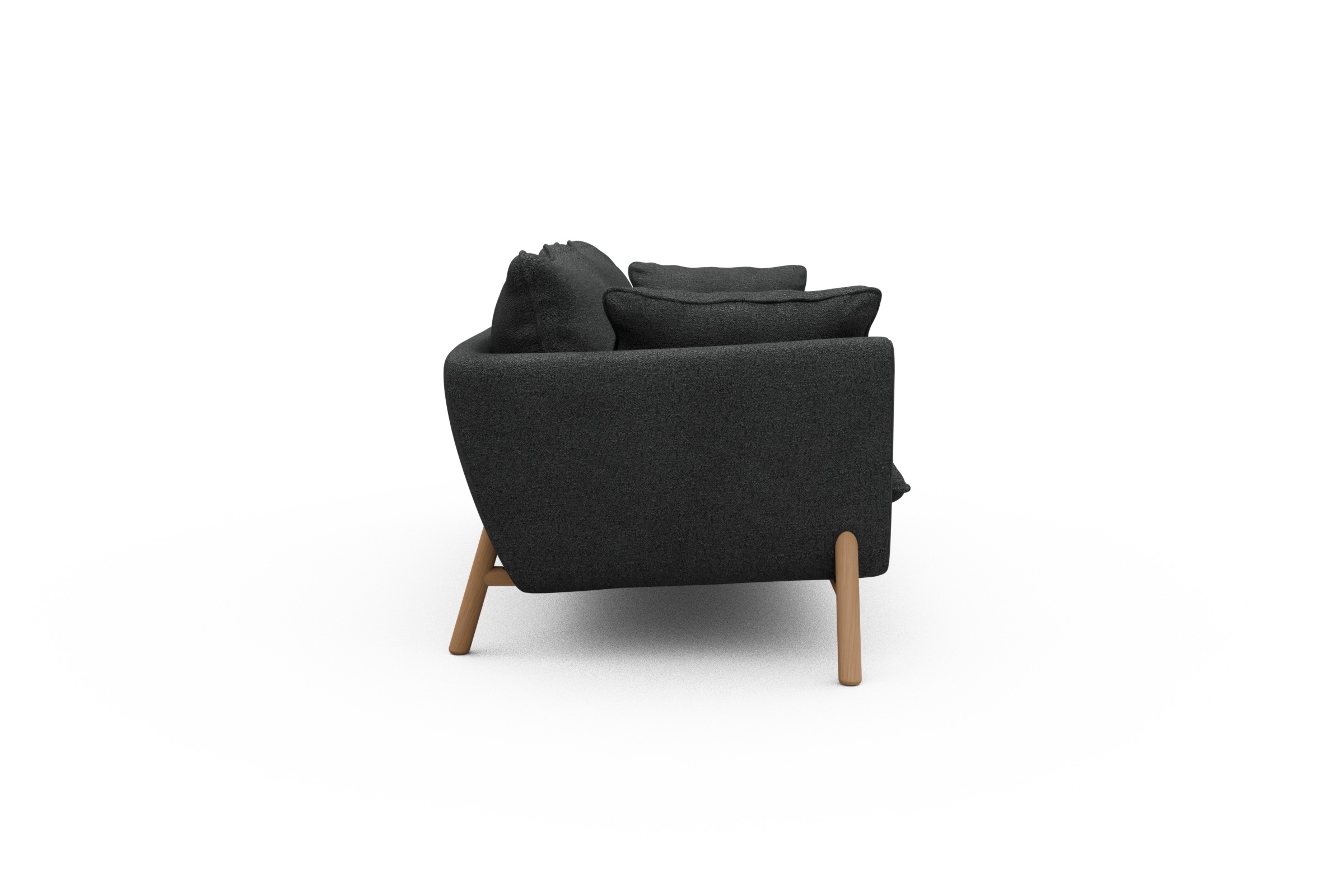 Sofa Emil PREMIUM 3-Sitzer Beinfarbe Eiche Natur Boucle-Charcoal