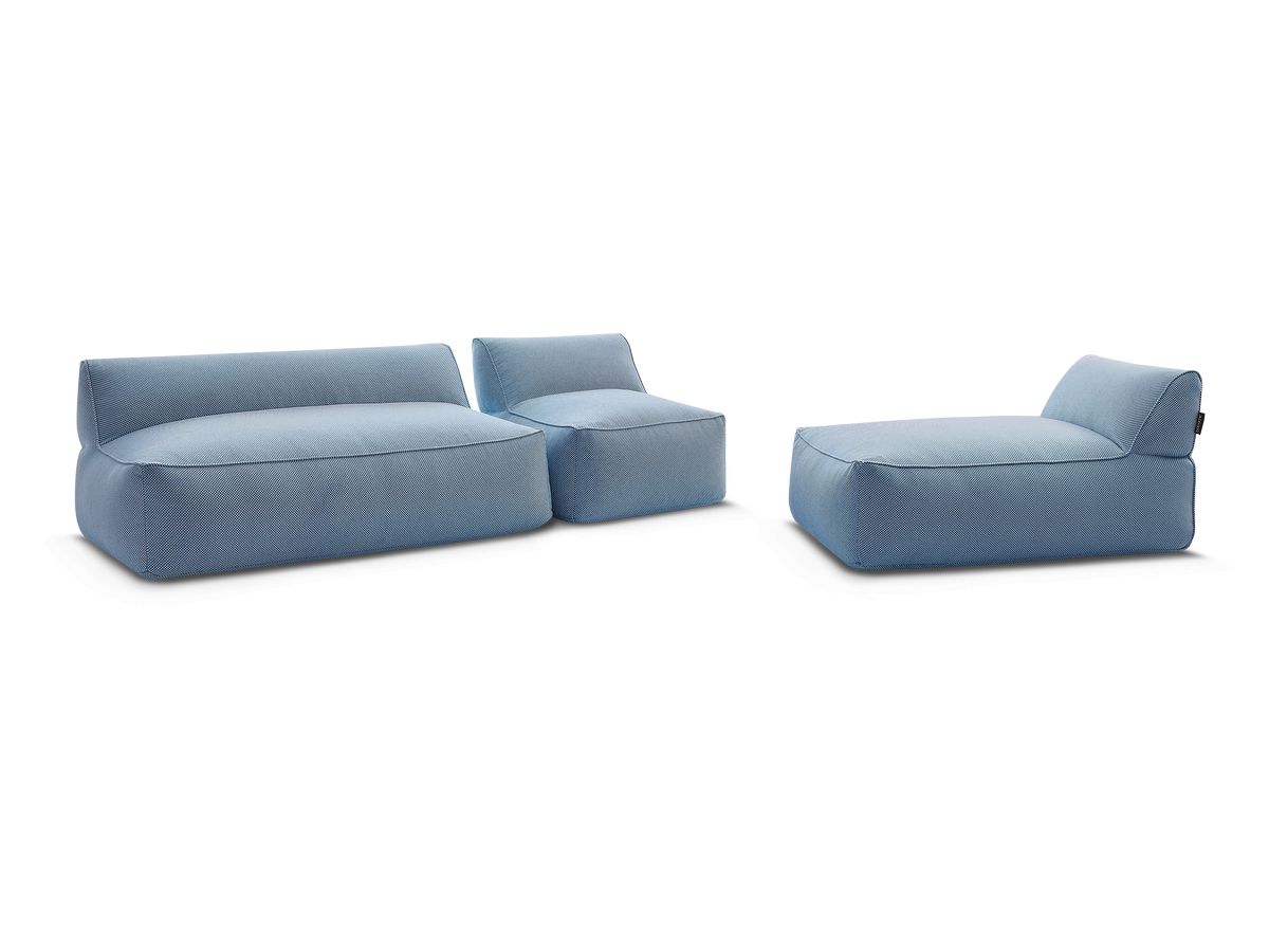 Bobochic Riviera Gartensofa 4-Sitzer Melange-Stoff Dunkelblau