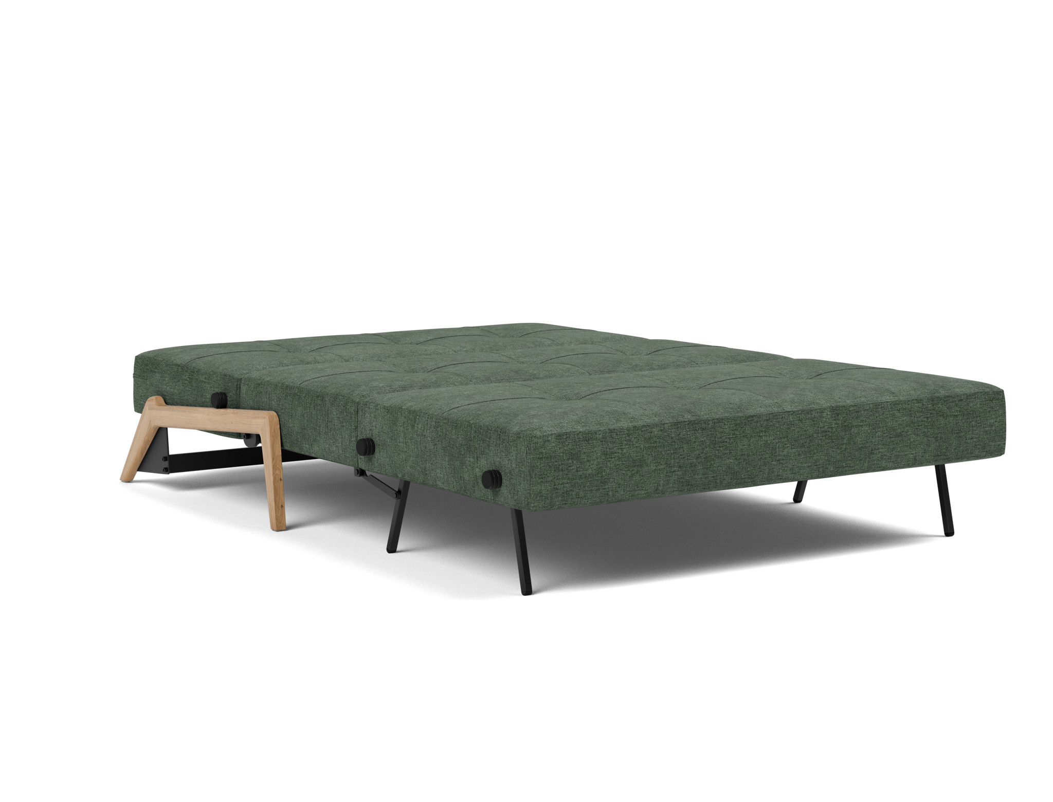 Schlafsofa Cubed 140 Flachgewebe Avella 281-Pine-Green Beine Eiche