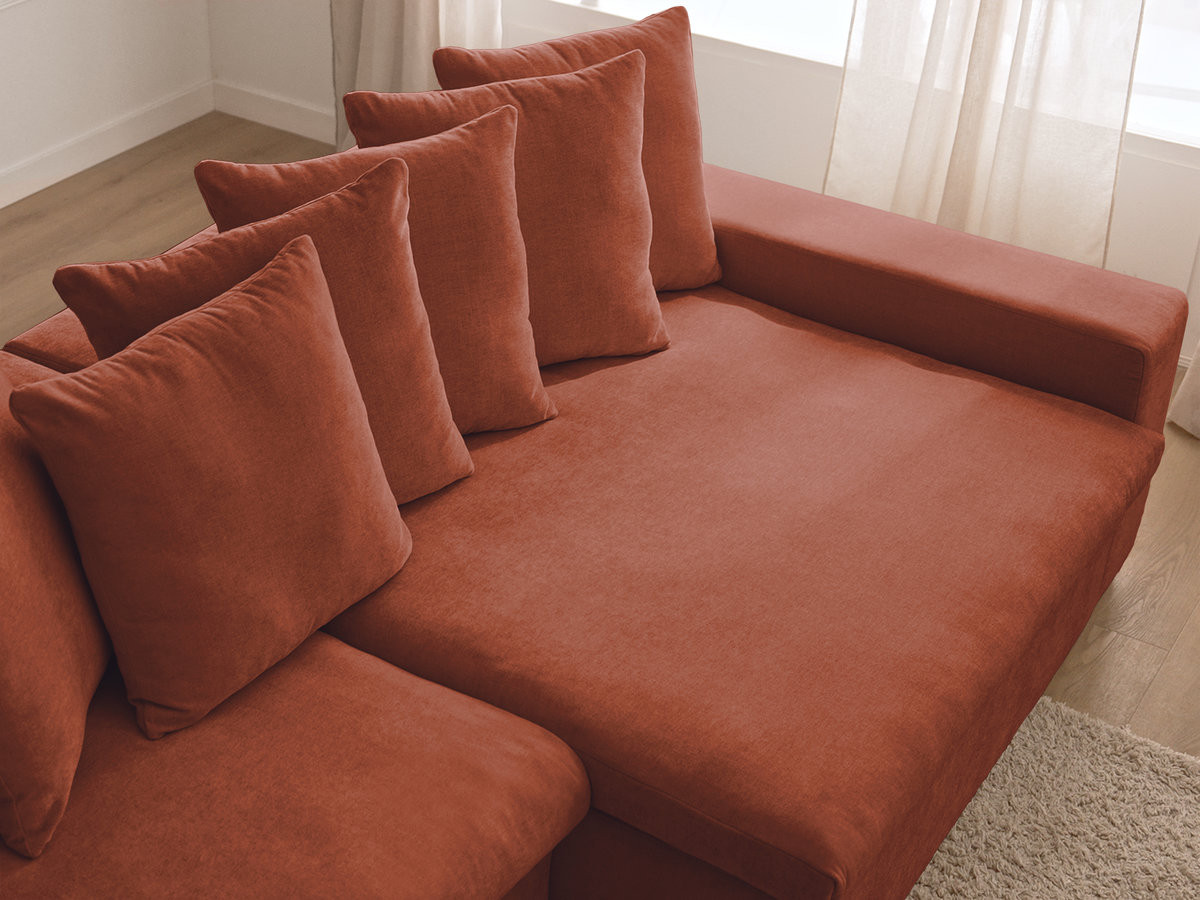 Bobochic Enore Ecksofa 330 × 100 cm Stoff Rot Ecke rechts