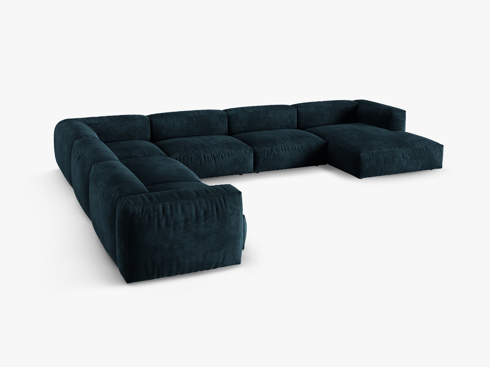 Micadoni modulares Ecksofa XL Martina 6-Sitzer 90cm Sitztiefe Links Samt Vogue Dunkel Petrol