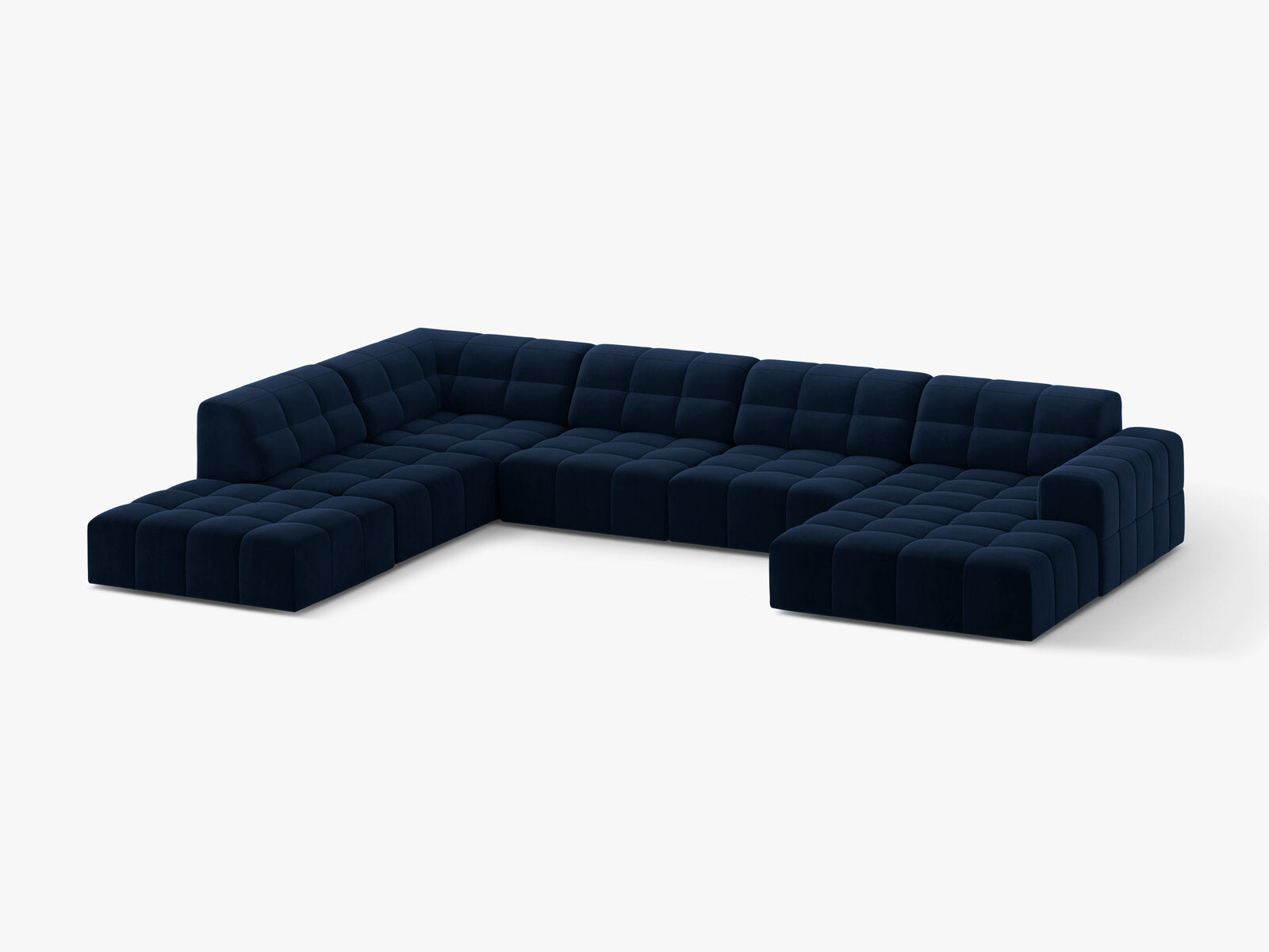 Micadoni Panorama Ecksofa Jennifer 7-Sitzer Links Samt Bluvel Königsblau