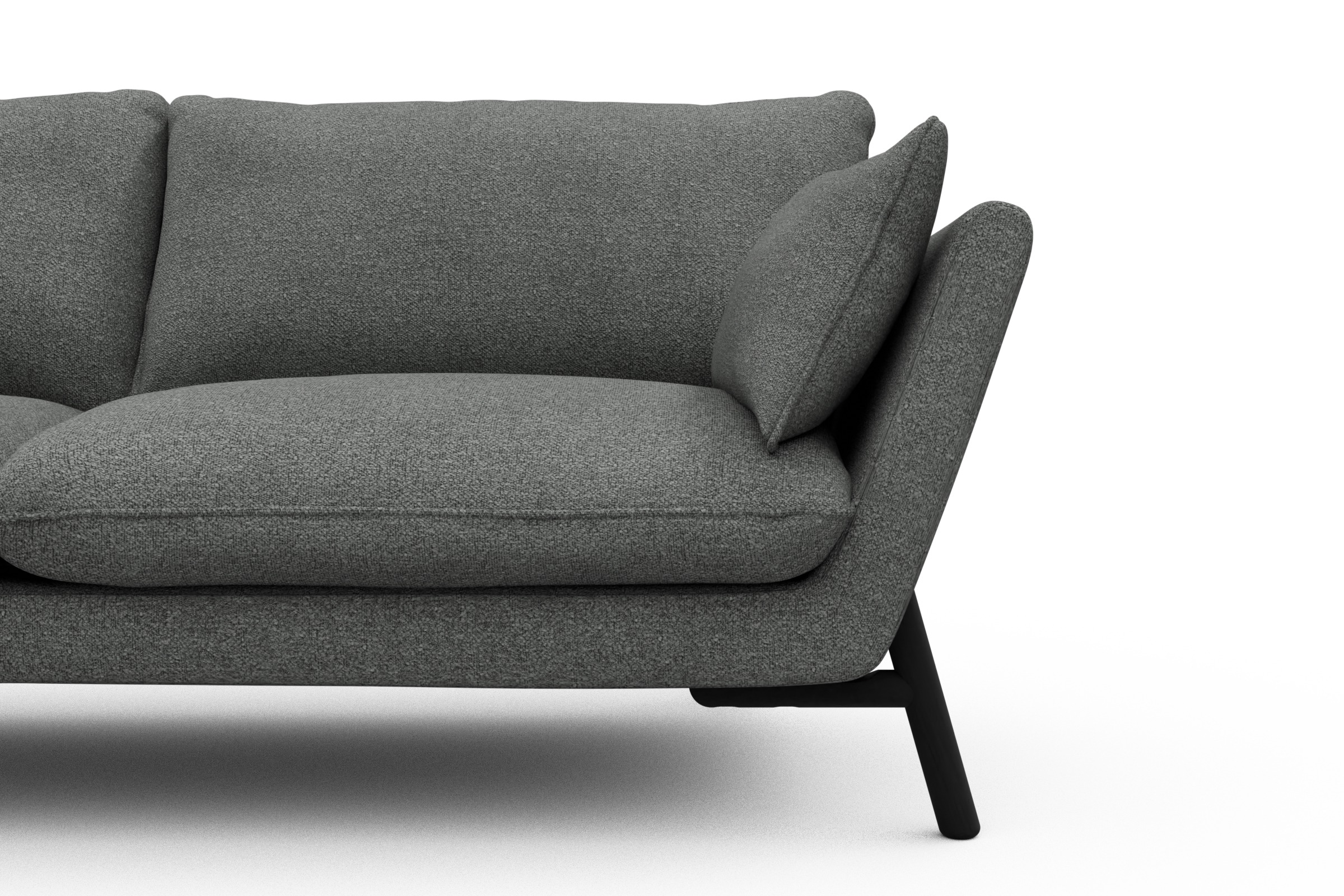Sofa Emil 3-Sitzer Beinfarbe Eiche Schwarz Boucle-Ash-Grey