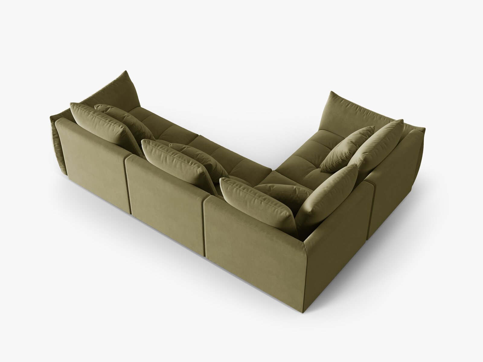 Micadoni Ecksofa Bloom 4-Sitzer Links Samt Hellgrün