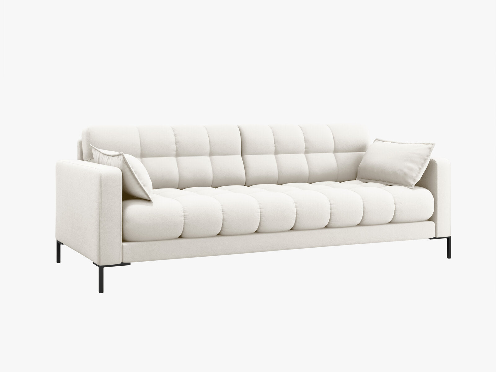 Micadoni Sofa Mamaia 4-Sitzer Strukturierter Stoff Neve Helles Beige schwarze Beine