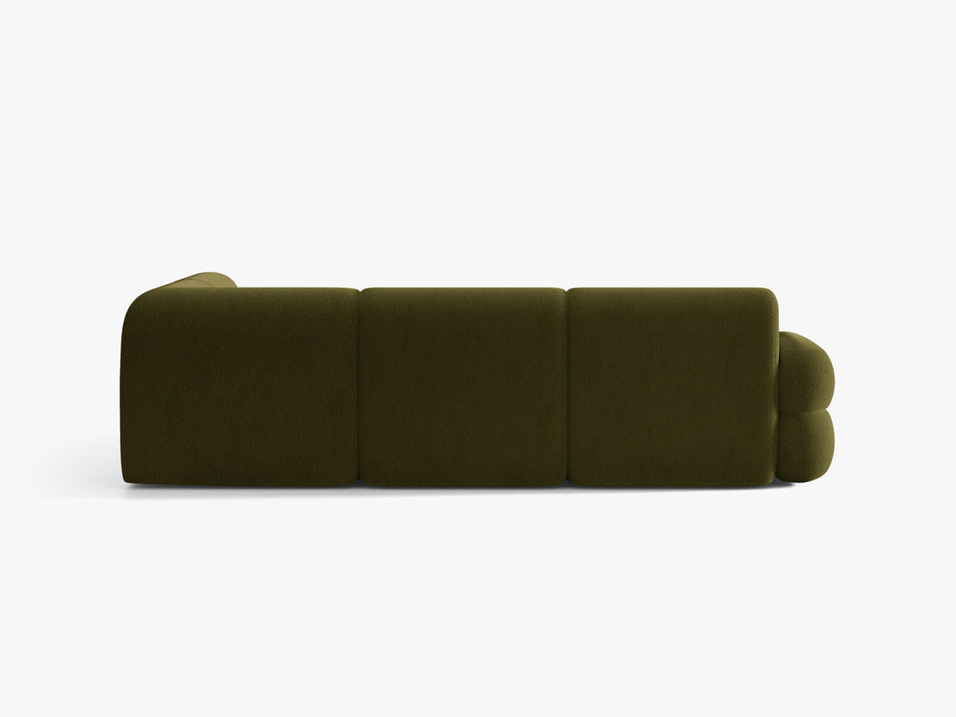 Micadoni Neo Ecksofa 295 cm Links Boucle Baloo Dunkles Olivgrün