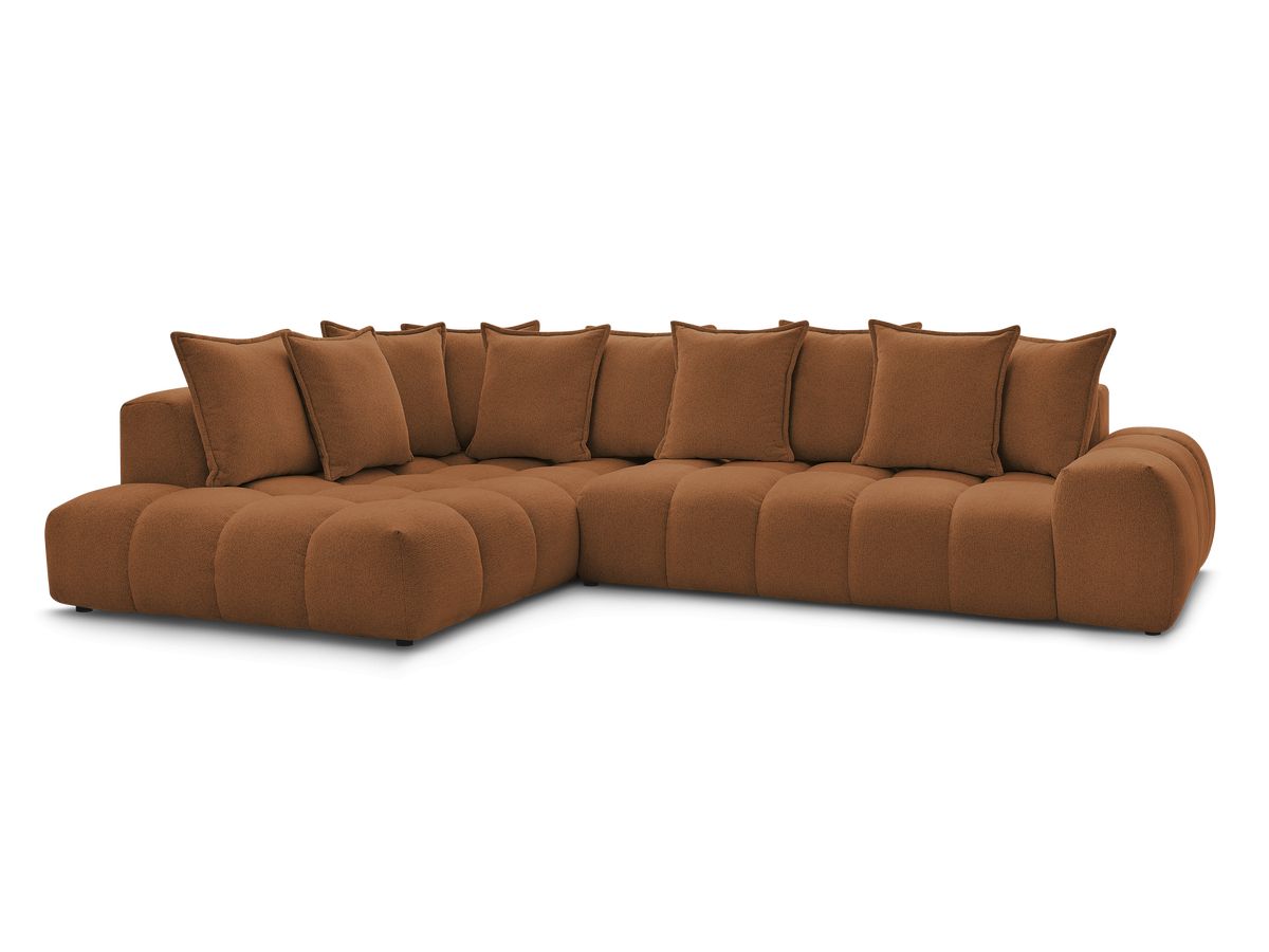 Bobochic Everest Ecksofa, 10 Kissen Melange-Stoff Orange Ecke links