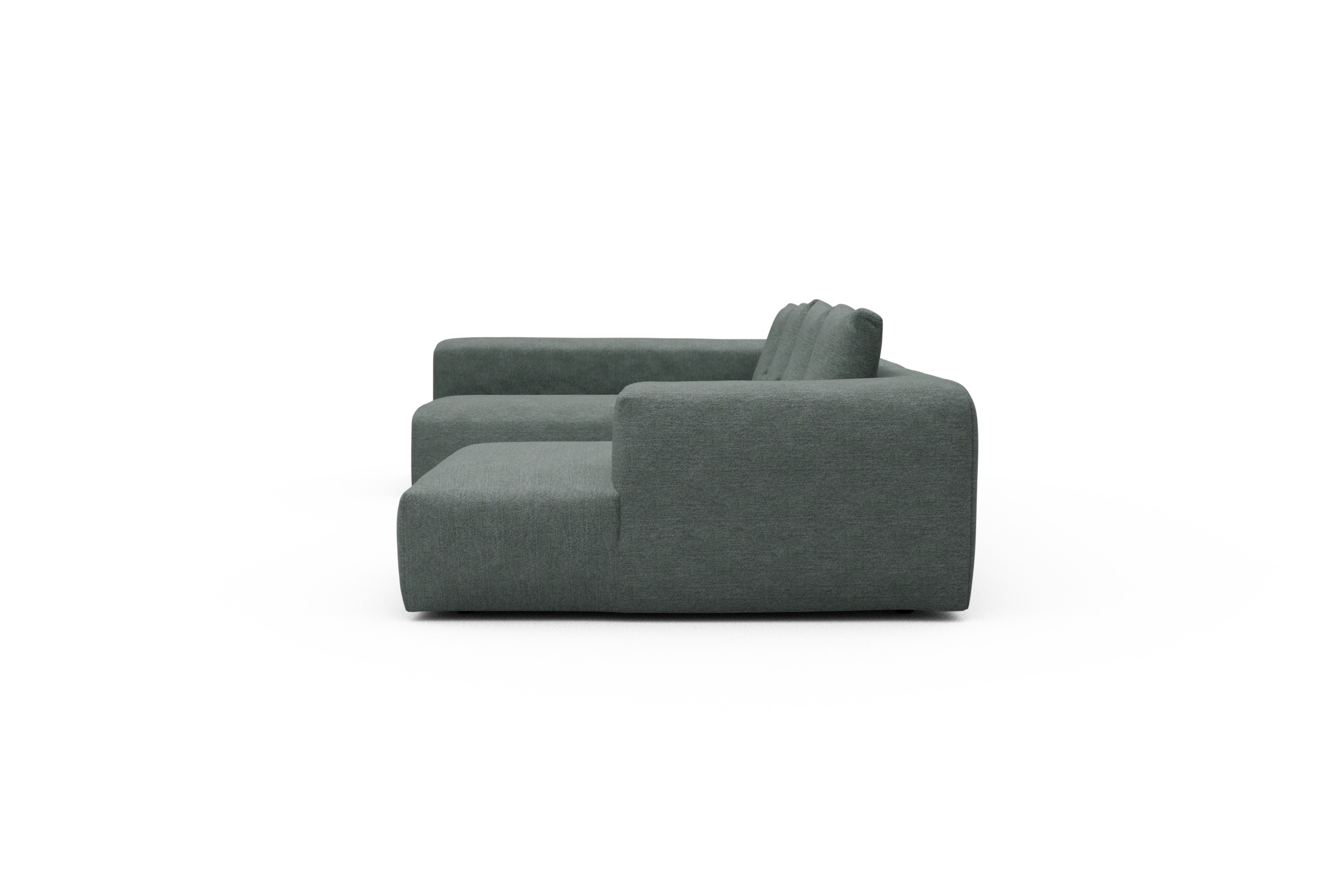 Wohnlandschaft Fred Chaiselongue rechts mit 2-Sitzer und lange Armlehne links Carreno-Ice-Blue