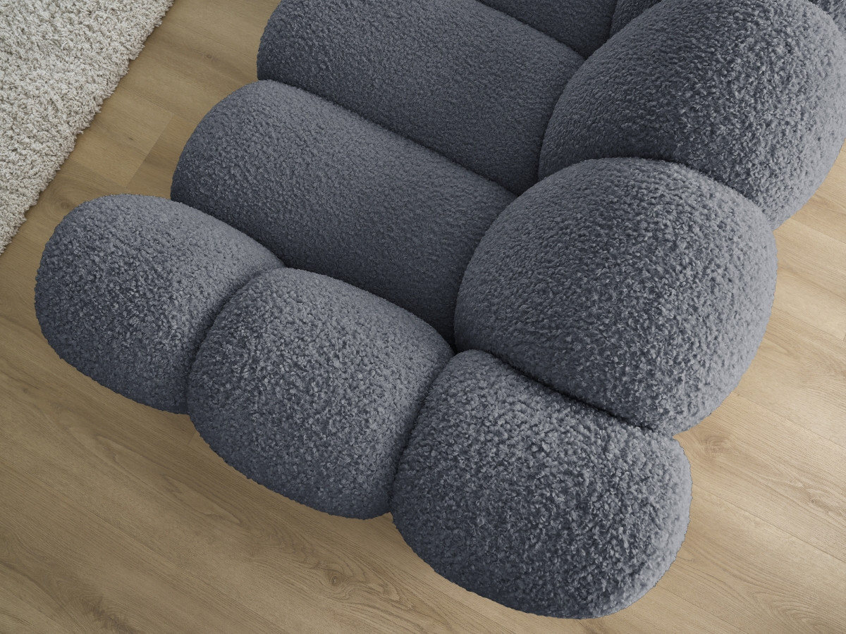 Bobochic Hippolyte Sofa 3-Sitzer Bouclé-Stoff Dunkelgrau