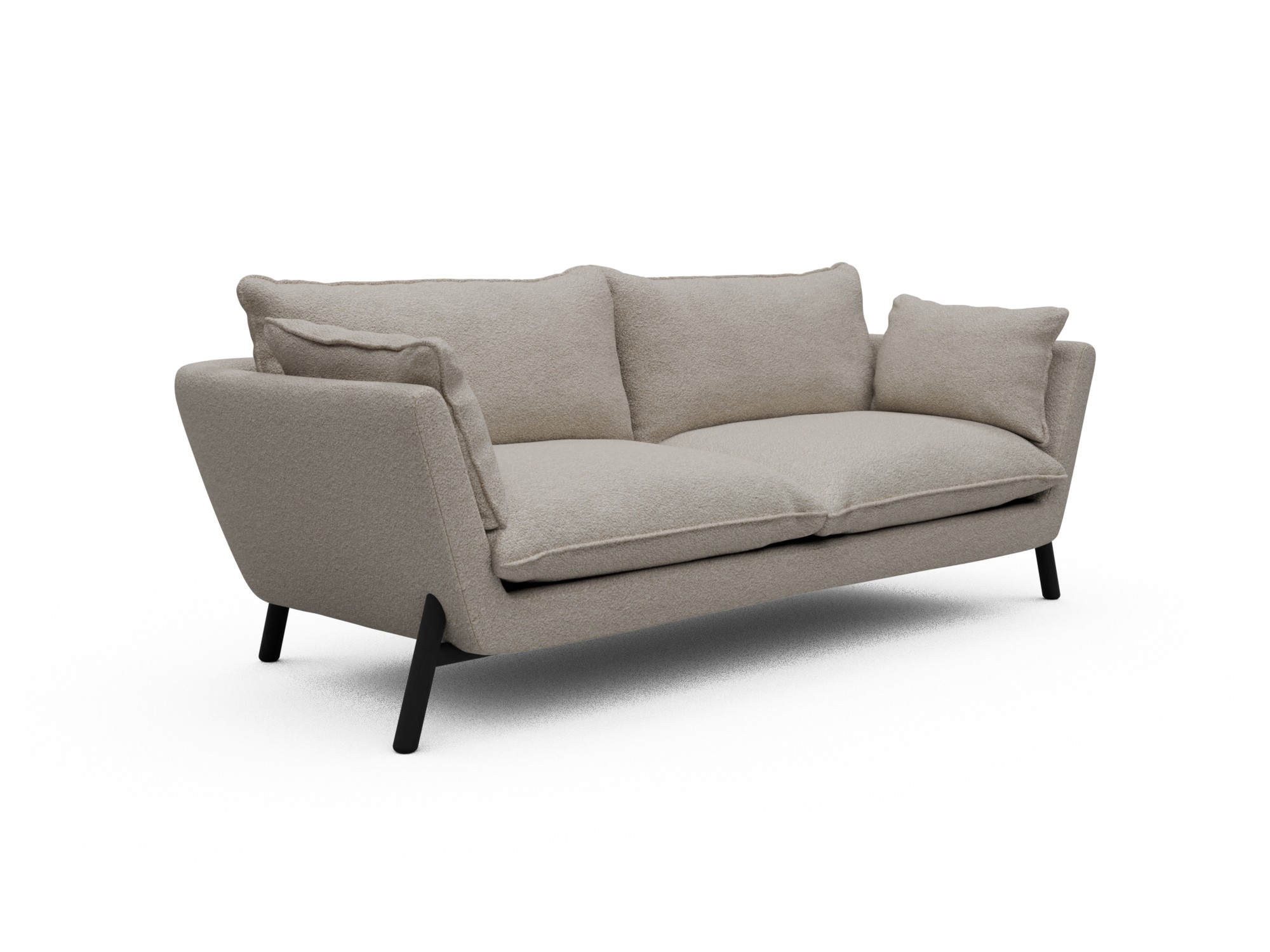 Skandi Home Sofa Emil Soft 3-Sitzer Beinfarbe Eiche Schwarz Aivi-Lace-Beige moebelfaktor