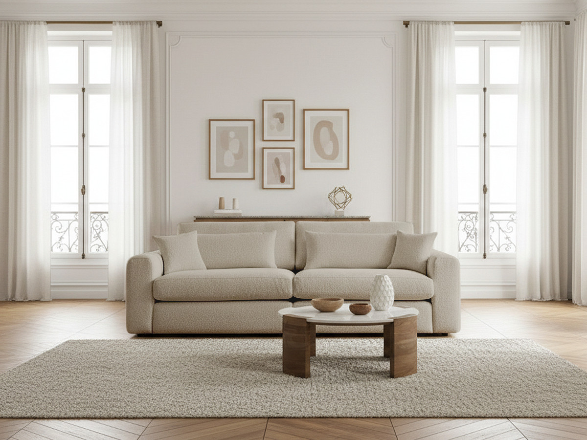 Bobochic Belmont Sofa 2-Sitzer Bouclé-Stoff Beige