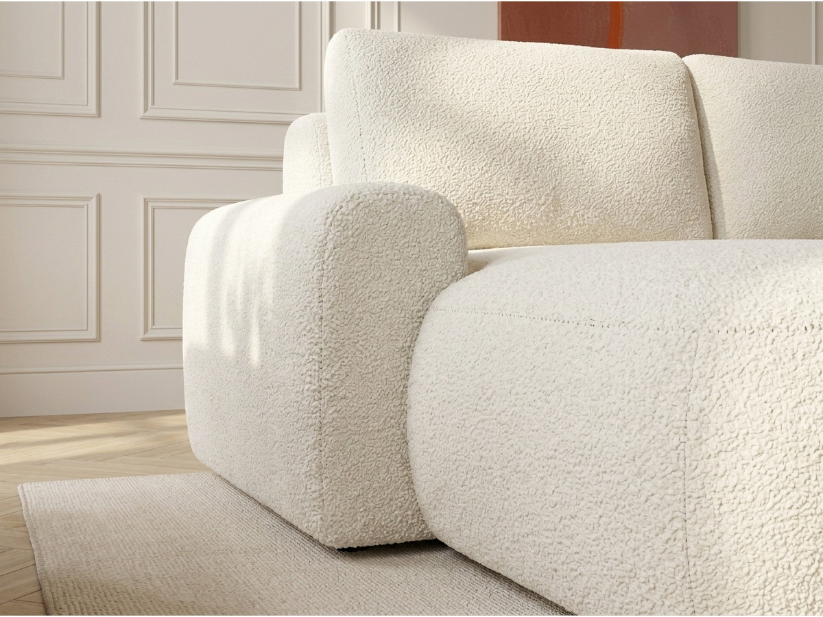 Bobochic Tango Ecksofa mit Schlaffunktion und Bettkasten Bouclé-Stoff Beige Ecke links