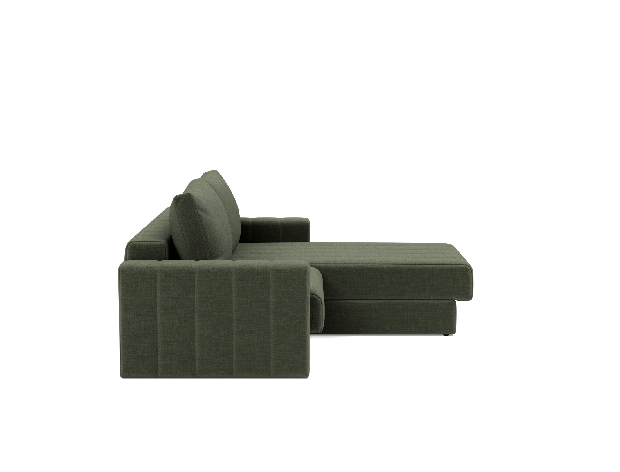 Schlafsofa Akello mit Chaiselongue und Armlehnen Chenille Esina 413-Olive-Green