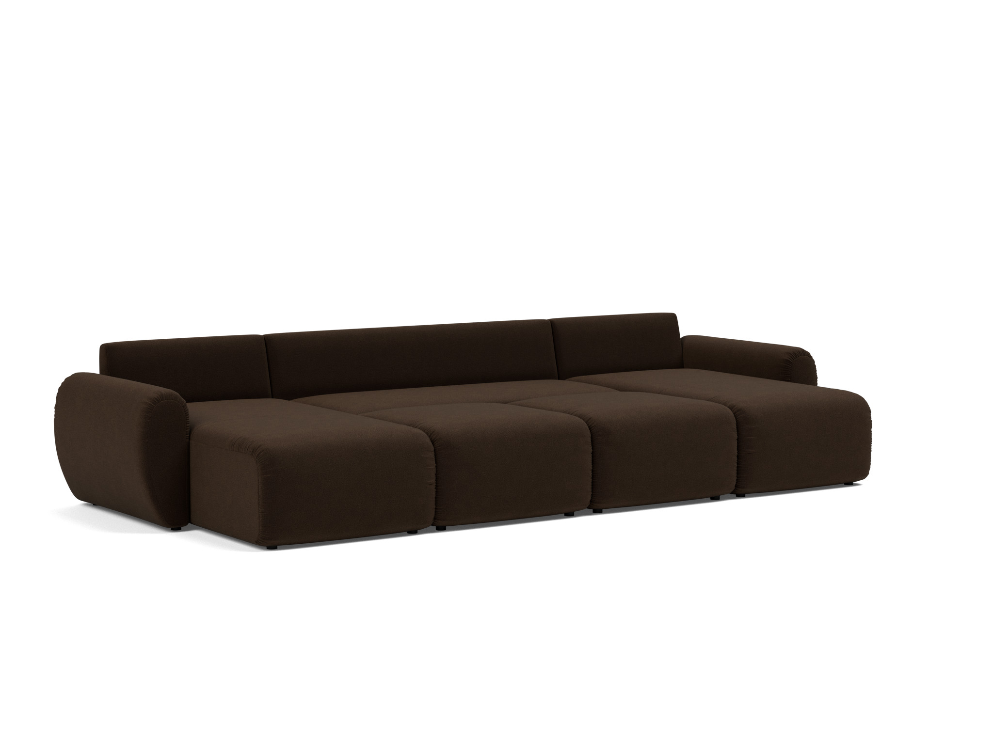 Schlafsofa Norum U-Form mit Curve-Armlehnen Strukturierter Stoff Taura 358-Chocco
