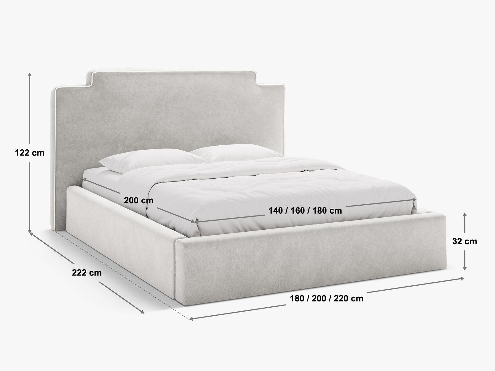 Micadoni Princess Samtbett mit Bettkasten und Kopfteil Samt Magic Velvet Elfenbein / Grün 160x200