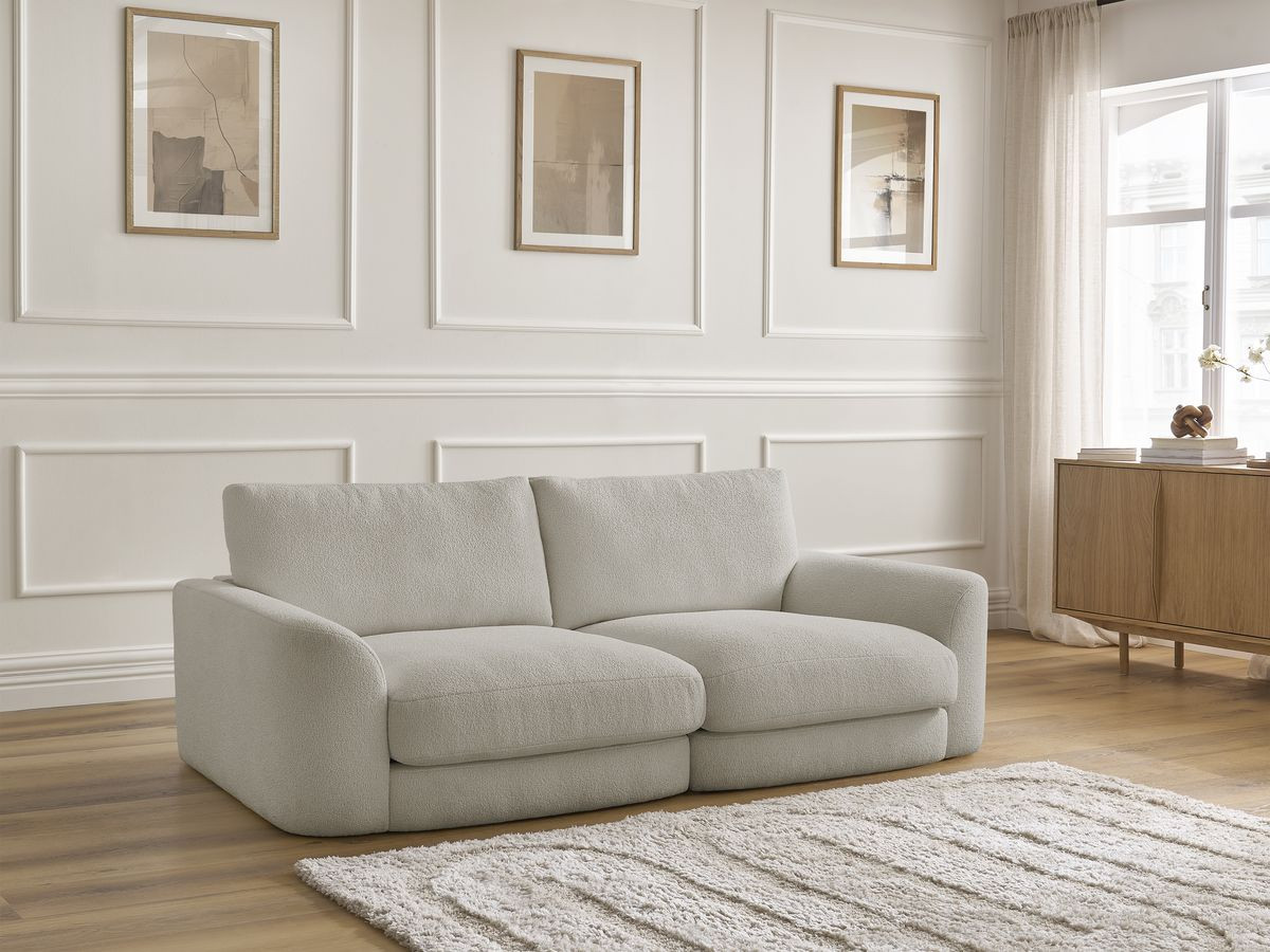Bobochic Leonore Sofa 3-Sitzer Bouclé-Stoff Taupe
