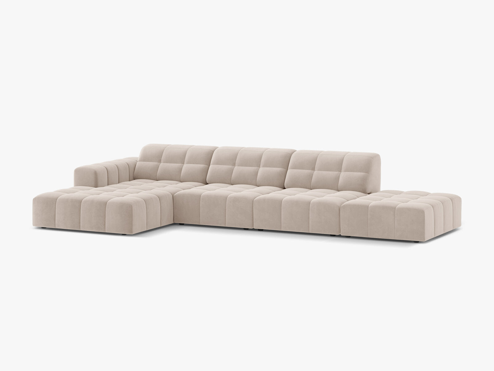 Micadoni Ecksofa Jennifer 5-Sitzer Samt Venus Helles Beige Links