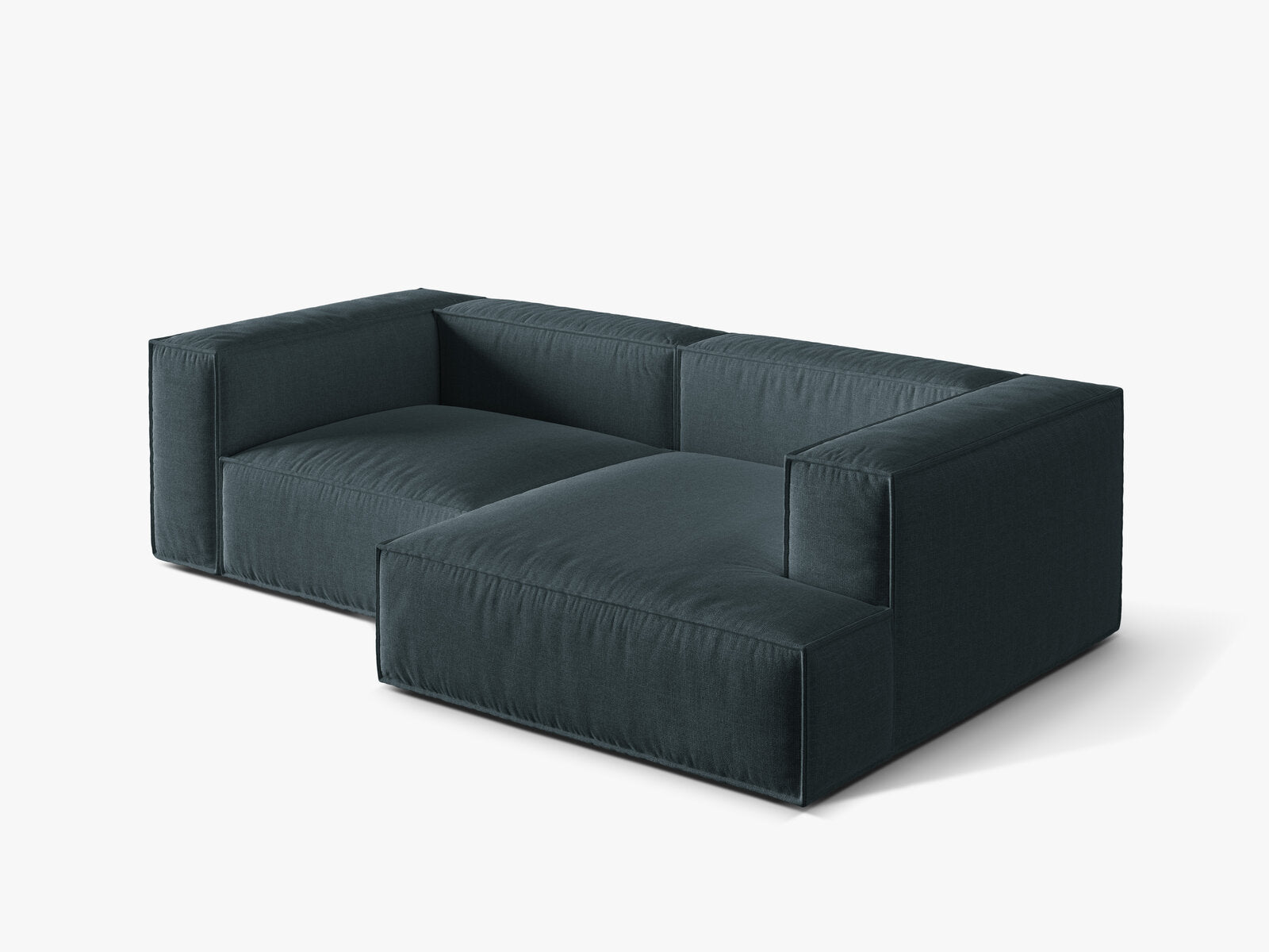 Micadoni Ecksofa Nuria 3-Sitzer Rechts Strukturierter Stoff Dunkel Petrol