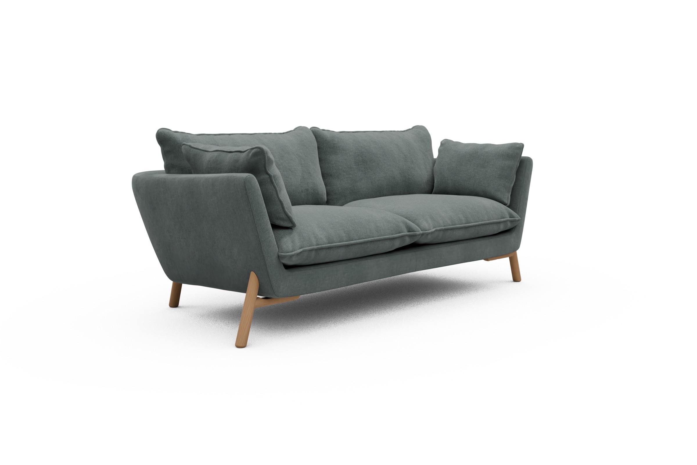 Sofa Emil PREMIUM 2-Sitzer Beinfarbe Eiche Natur Smooth-Silver-Grey