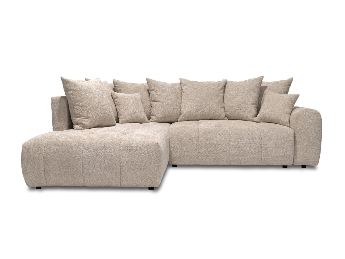 Bobochic Roxelane Ecksofa mit Schlaffunktion und Bettkasten Bouclé-Stoff Beige Ecke links