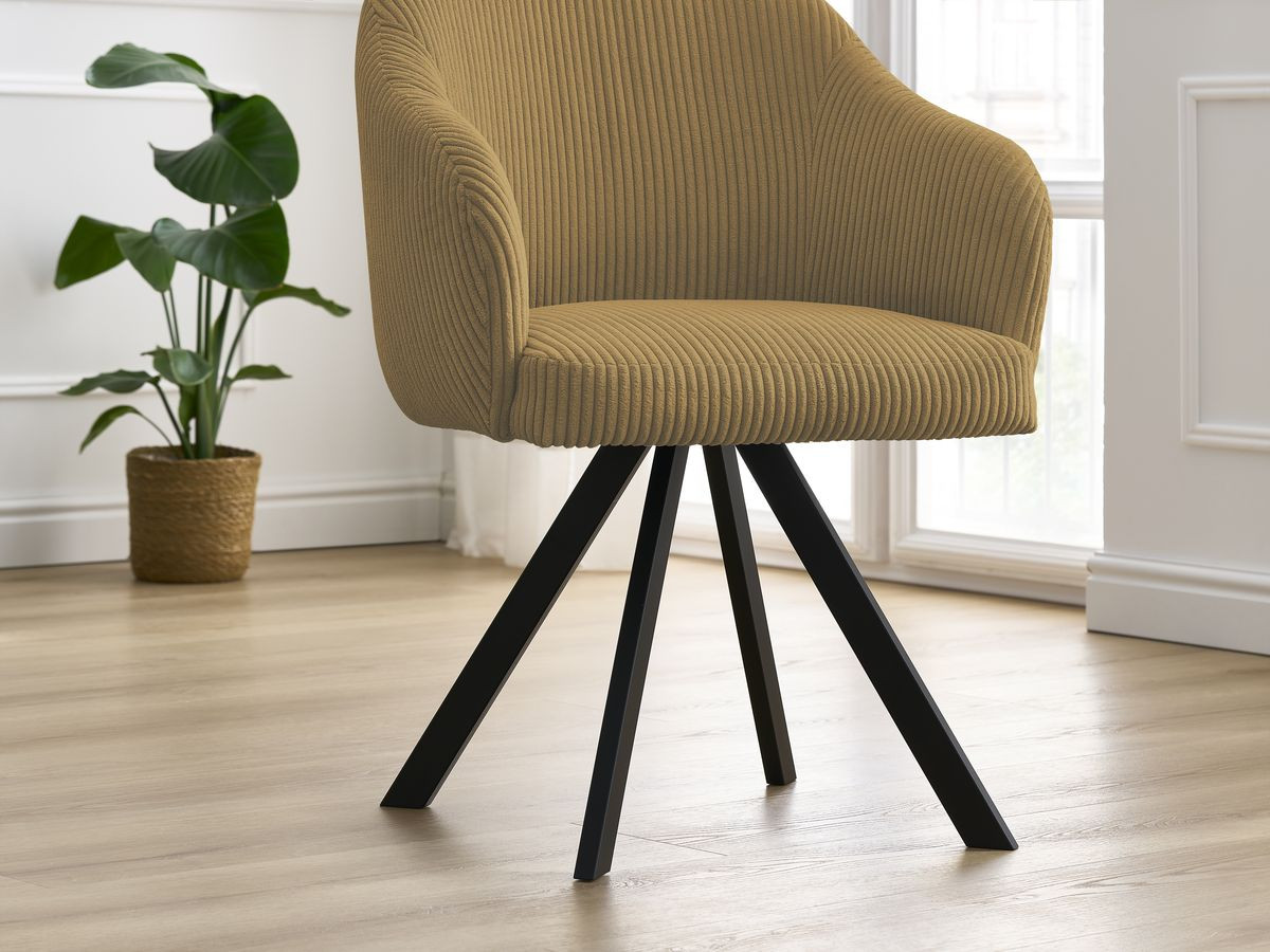 Bobochic Sophie Esszimmerstuhl 2er-Set mit Sternfuß Cordsamt Gelb