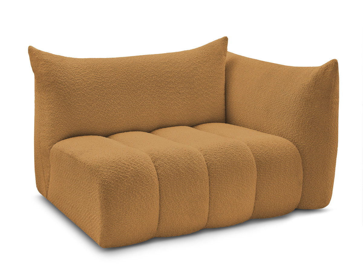 Bobochic Azra Sofamodul 2-Sitzer 143 × 112 cm Bouclé-Stoff Gelb Ecke rechts