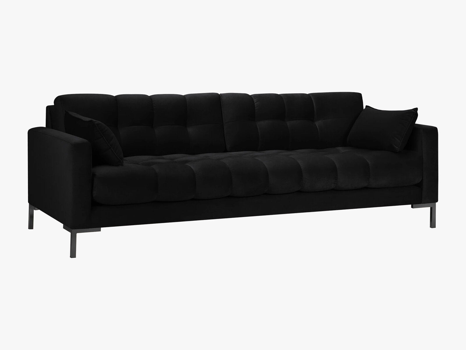 Micadoni Sofa Mamaia 4-Sitzer Samt Bluvel Schwarz schwarze Beine
