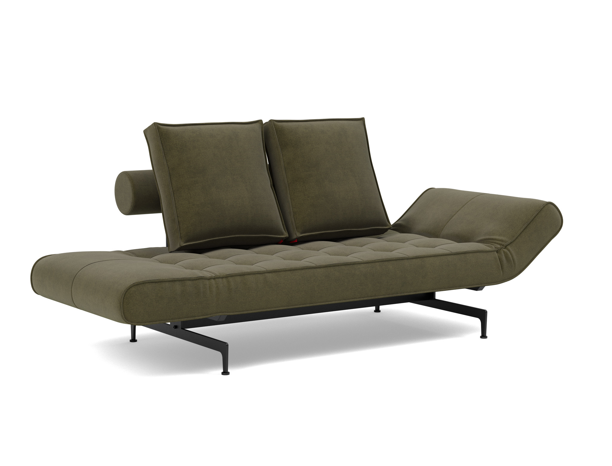 Tagesbett Ghia Kord Cordufine 316-Pine-Green Beine Laser schwarz