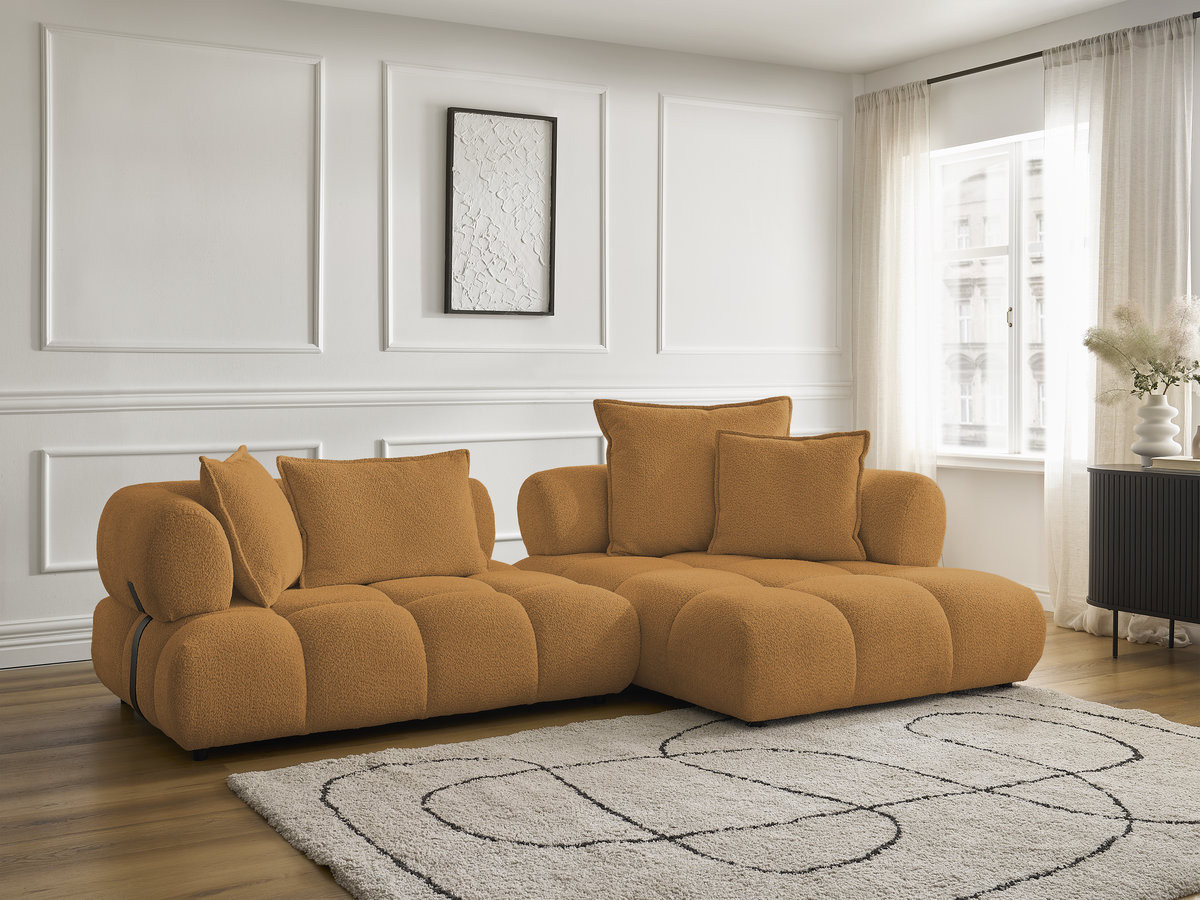 Bobochic Alya Ecksofa Bouclé-Stoff Gelb Ecke rechts