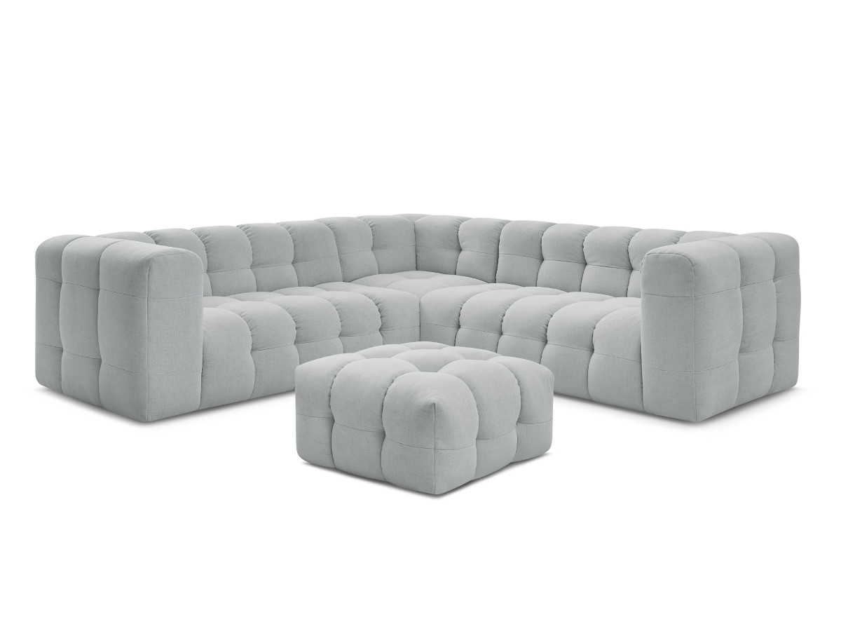 Bobochic Cloud Ecksofa mit Pouf 268 × 110 cm Stoff Hellgrau