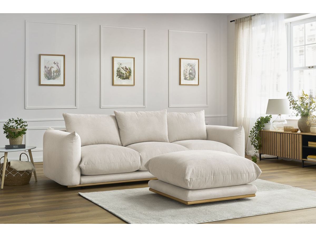 Bobochic Ernest Sofa 4-Sitzer mit Pouf Stoff Beige