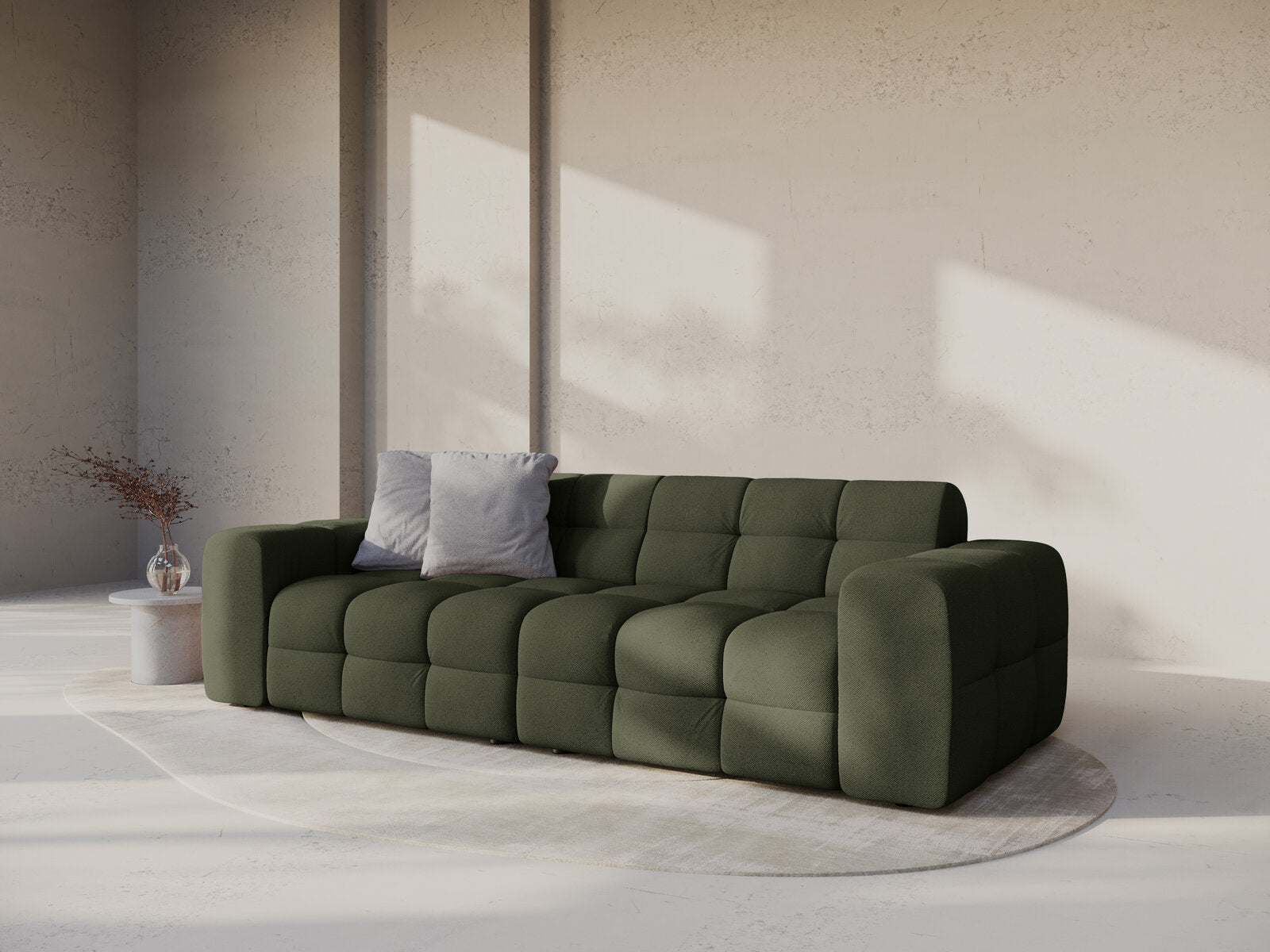 Micadoni Sofa Kendal 4-Sitzer Strukturierter Stoff Amazonas Grün
