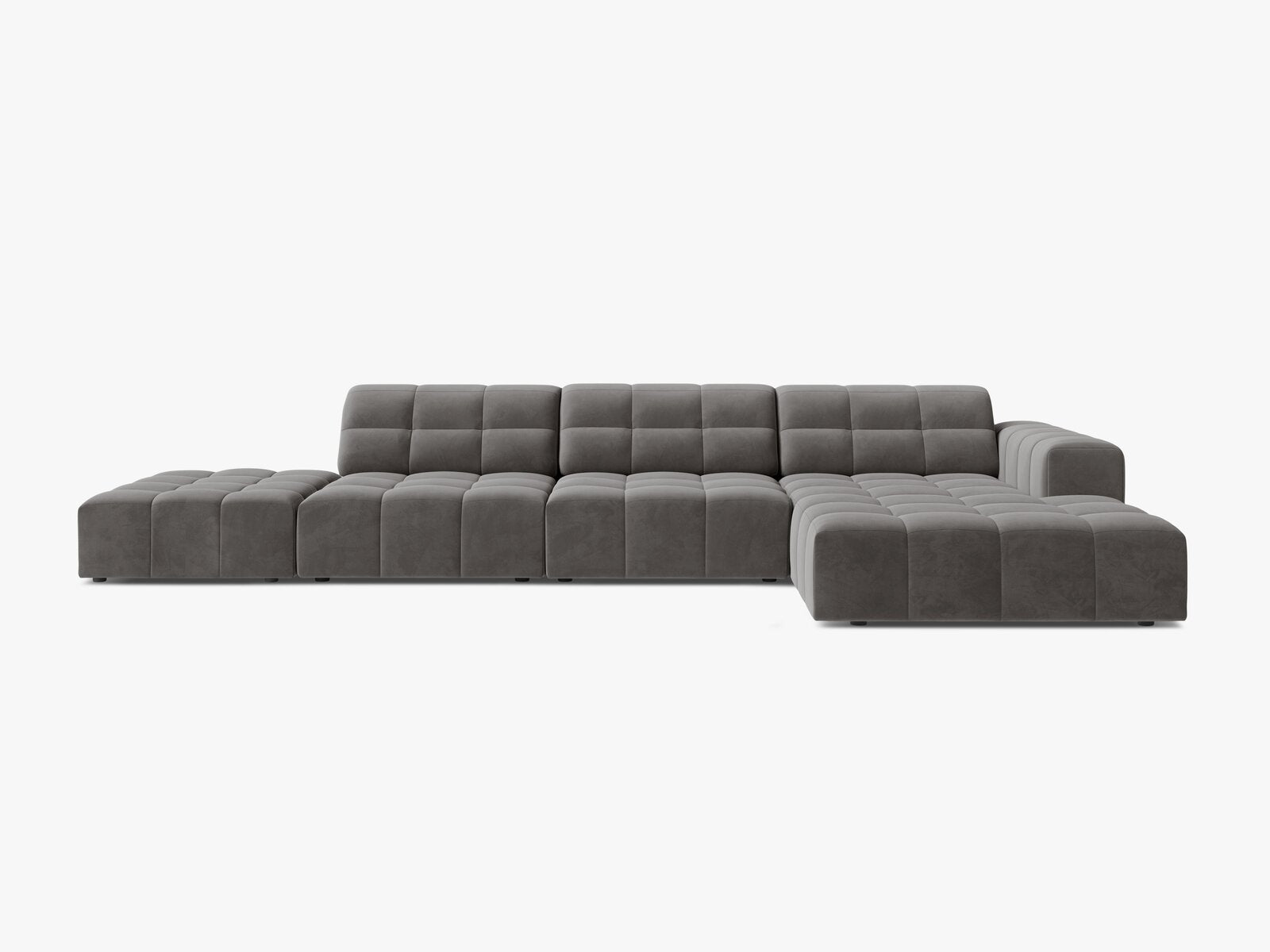 Micadoni Ecksofa Jennifer 5-Sitzer Rechts Samt Bluvel Hellgrau
