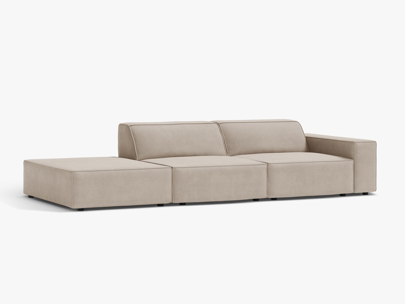 Micadoni Sofa Jodie 3-Sitzer Links Samt Bluvel Dunkelbeige