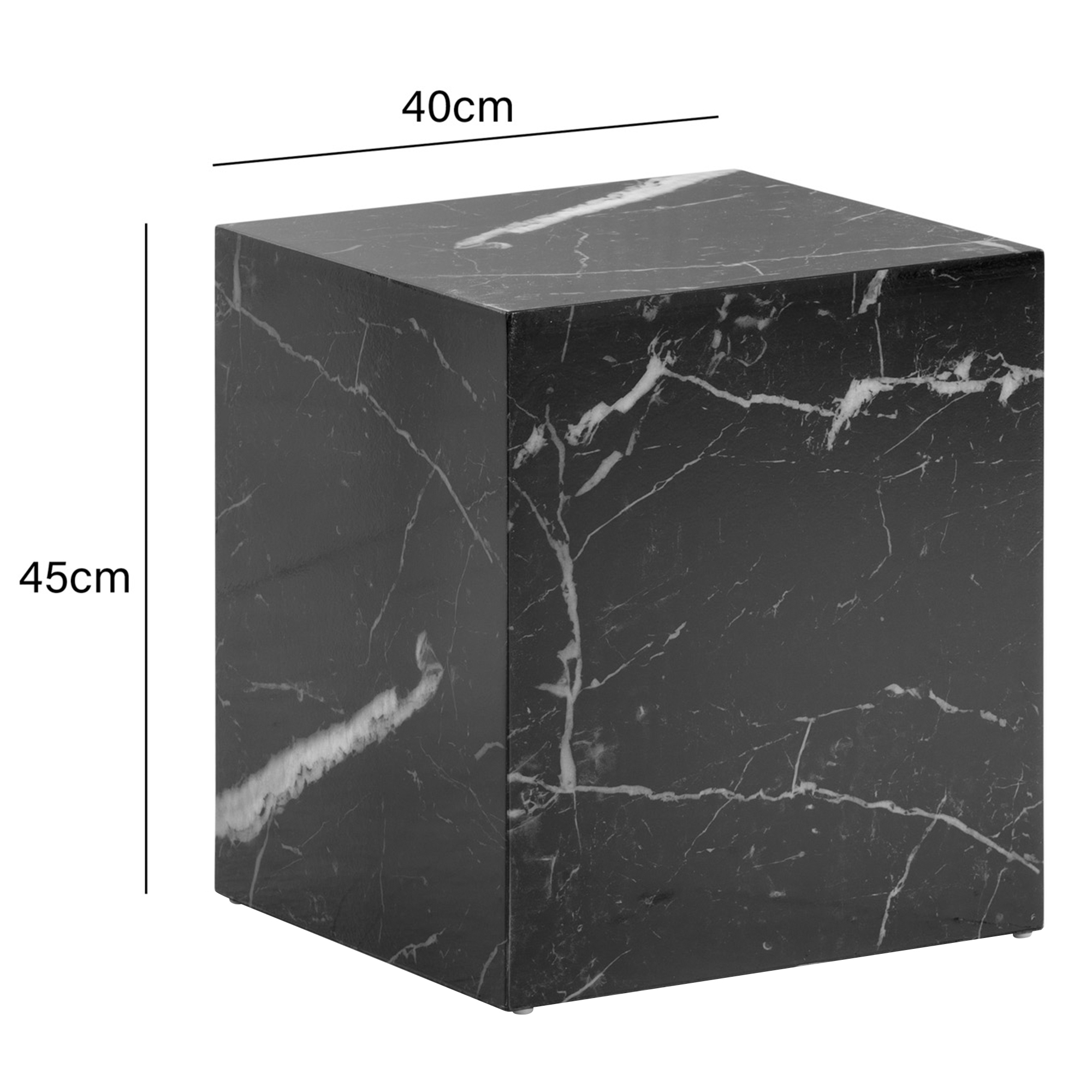 Couchtisch Alsen Marmoroptik Schwarz 40 × 40 × 45 cm
