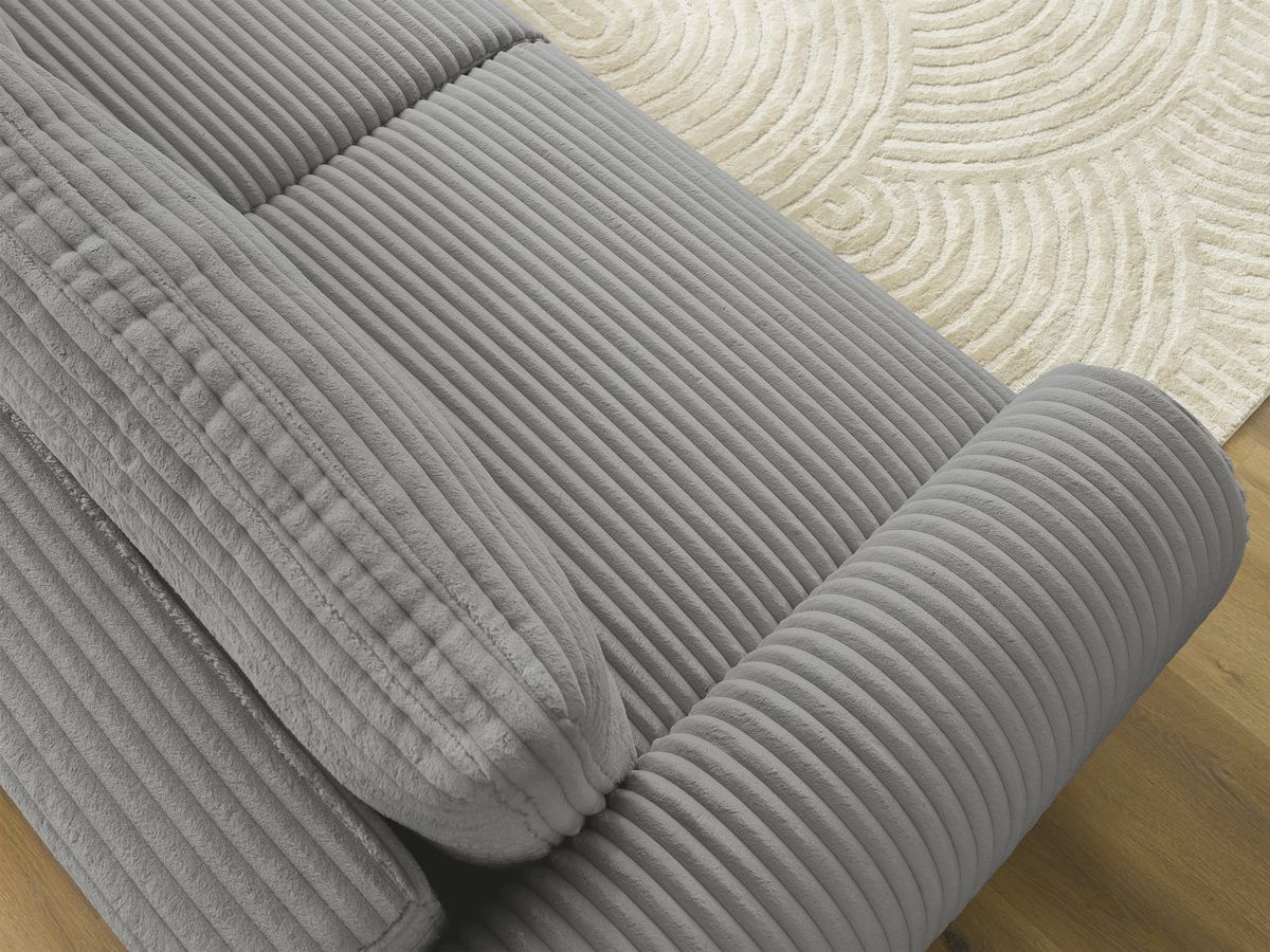 Bobochic Lucien Schlafsofa 3-Sitzer mit Bettkasten Breitcord weich Dunkelgrau