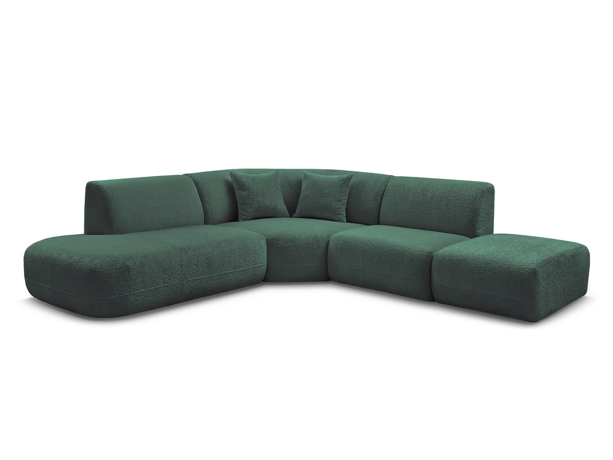 Bobochic Anda Ecksofa 279 × 264 cm Chenille Dunkelgrün Ecke links