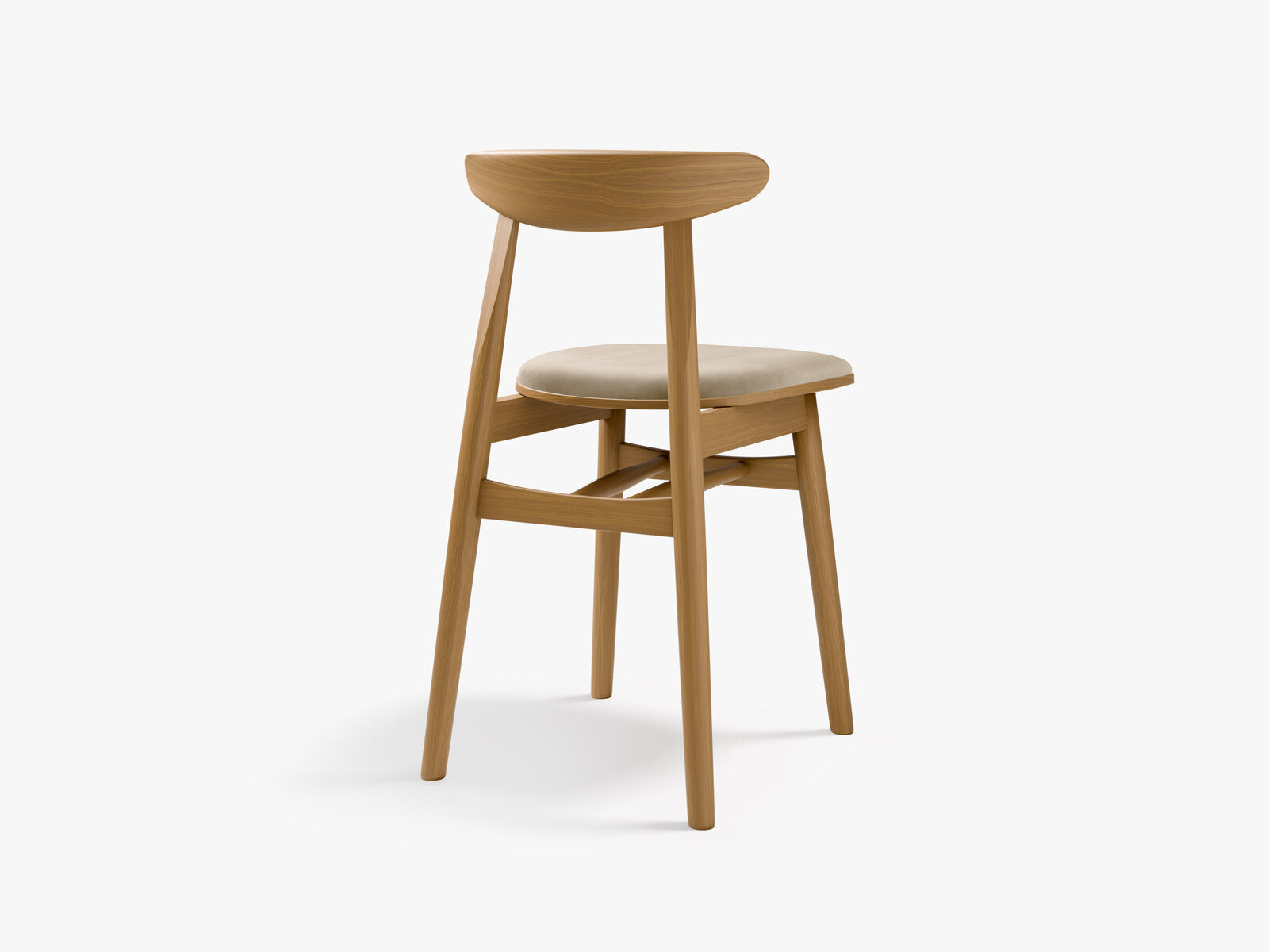 Micadoni Bony Samtiger Stuhl 42 cm (H 80 cm) [2CH_BONY] Samt Venus Beige Amerikanischer Nussbaum
