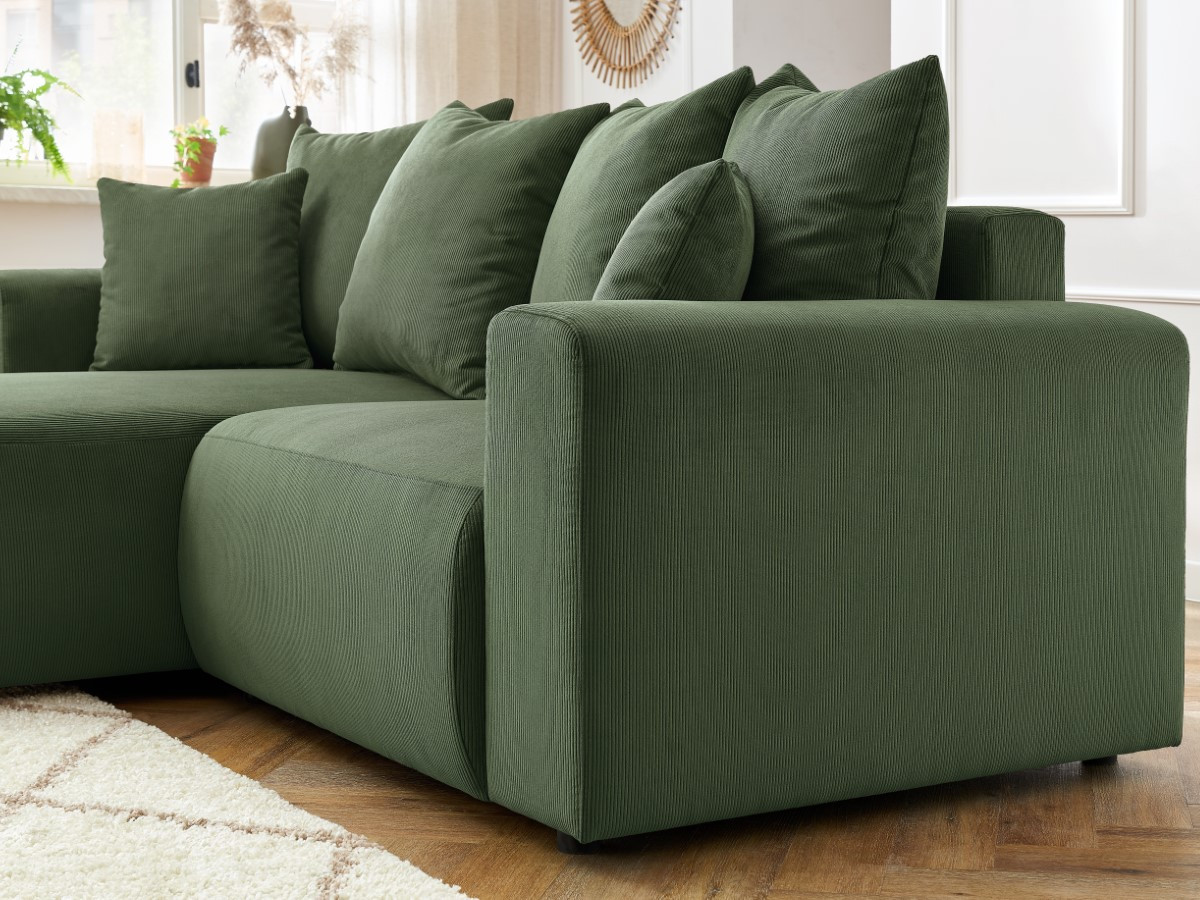 Bobochic Enjoy Ecksofa Cordsamt Grün Ecke links
