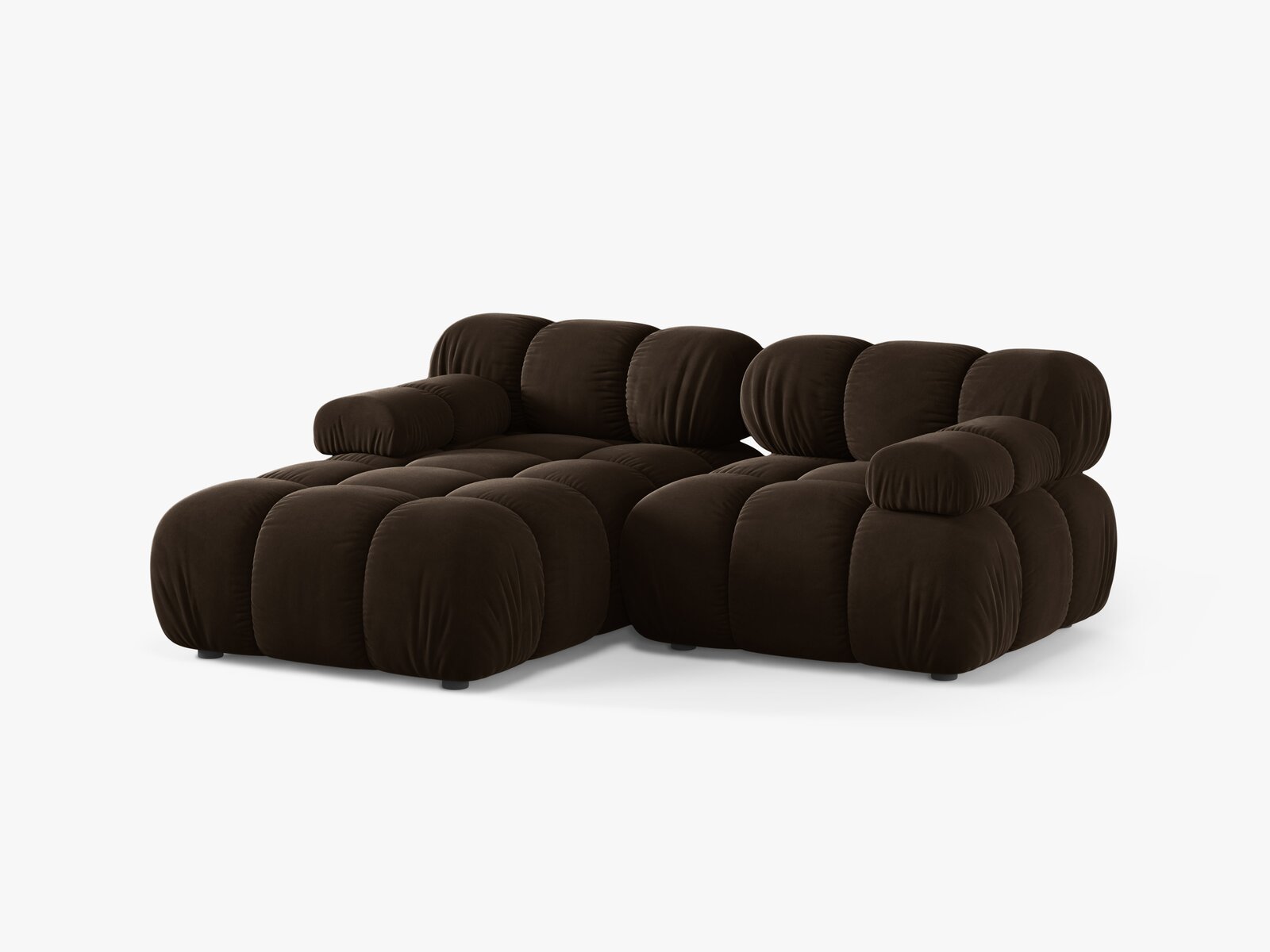 Micadoni Modulares Ecksofa Bellis 3-Sitzer Links Samt Bluvel Dunkelbraun