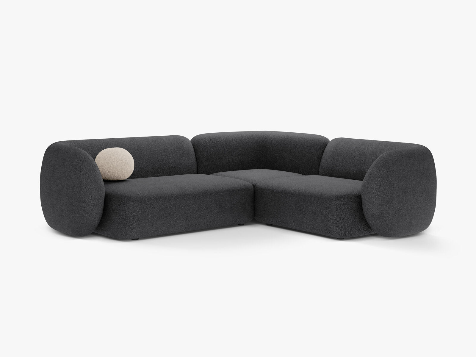 Micadoni Ecksofa Kate 4-Sitzer Rechts Boucle Dunkelgrau