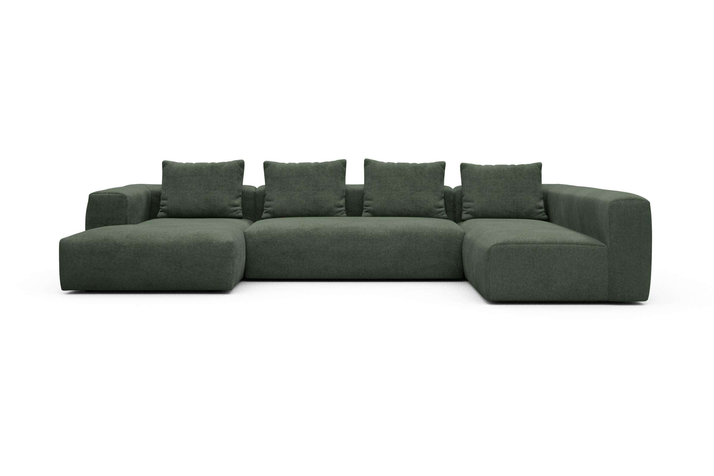 Skandi Home Wohnlandschaft Fred Chaiselongue links mit 2-Sitzer und lange Armlehne rechts Casone-Forest-Green moebelfaktor