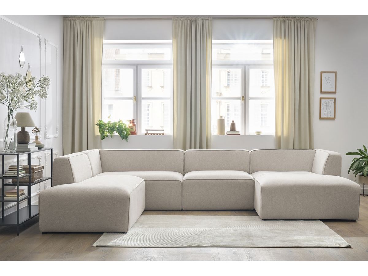 Bobochic Megeve Wohnlandschaft Melange-Stoff Beige Ecke rechts